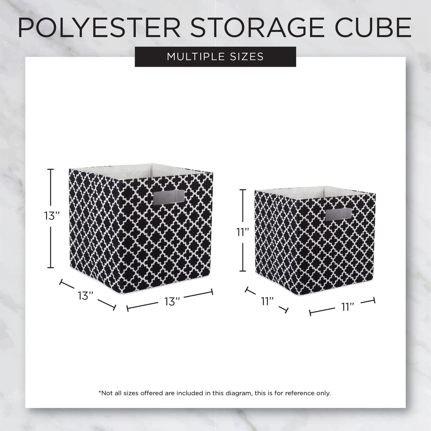 DII Non Woven Polyester Metallic Diamond Storage Bin, Small Set of 2, White/Gold