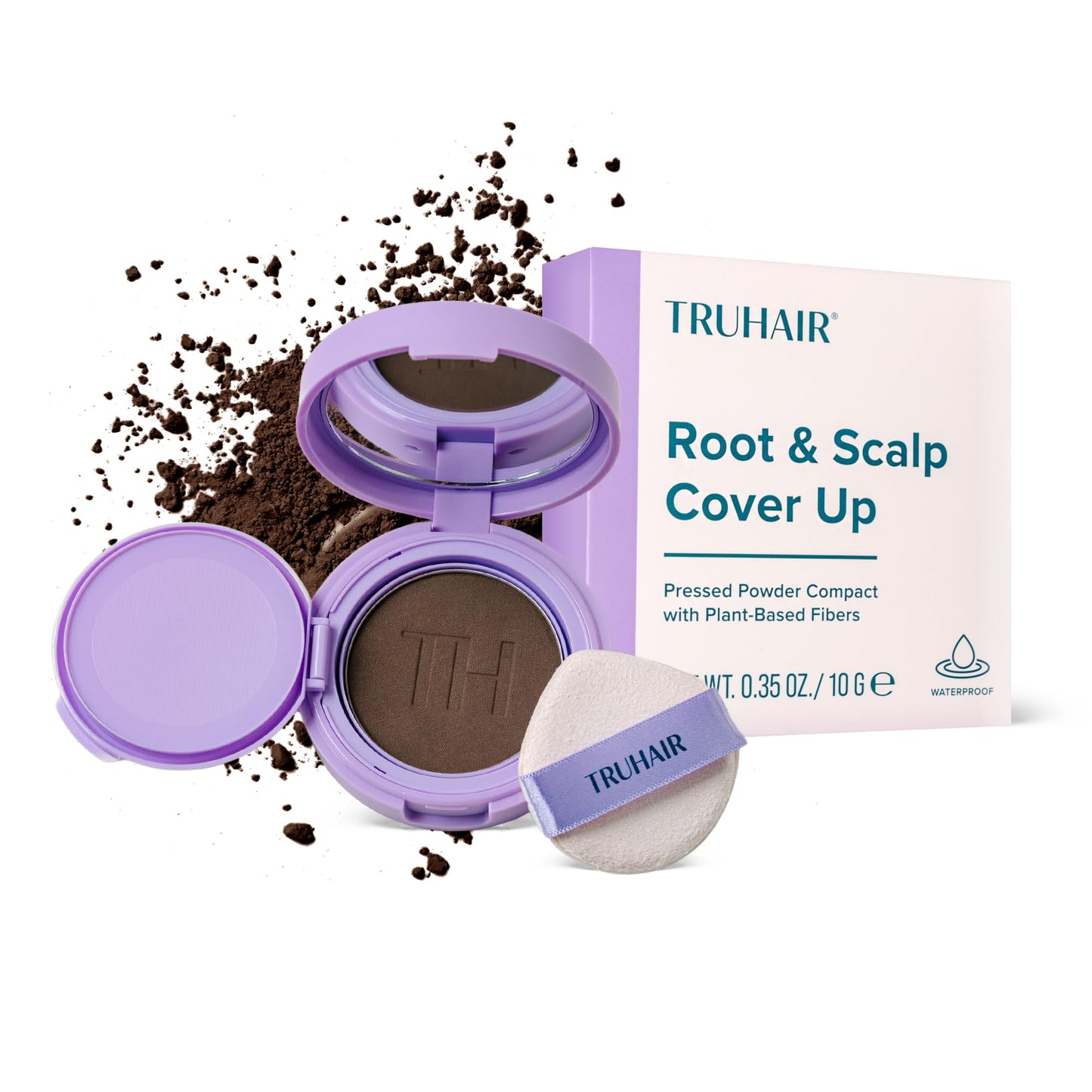 TRUHAIR Root & Scalp Cover Up Pressed Powder Compact, Waterproof, Weightless Hair Coverage & Bald Spot Concealing, Root Touch Up Hair Color for Gray