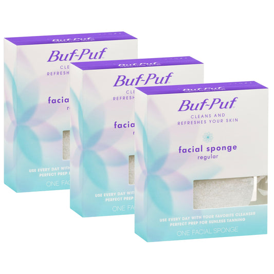 Buf-Puf Facial Sponge, Dermatologist Developed, Removes Deep Down Dirt & Makeup That Causes Breakouts and Blackheads, Reusable, Exfoliating, White, 3 Beauty and Personal Care Buf-Puf