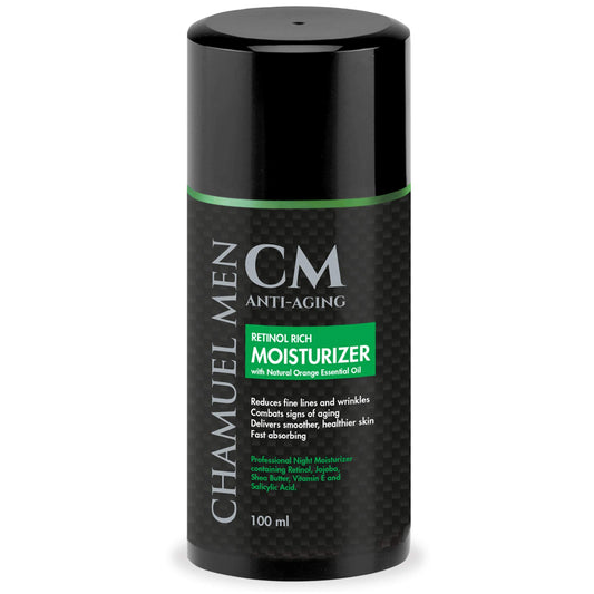 CHAMUEL MEN Daily Face Cream for Men with 2.5% Retinol Anti-Aging Moisturizer for Fine Lines, Dark Spots, and Wrinkles - Overnight Lotion