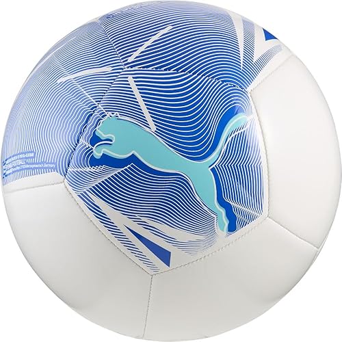 PUMA Unisex Big Cat Soccer Ball, White-Ultra Blue-Team Aqua AH25, 4