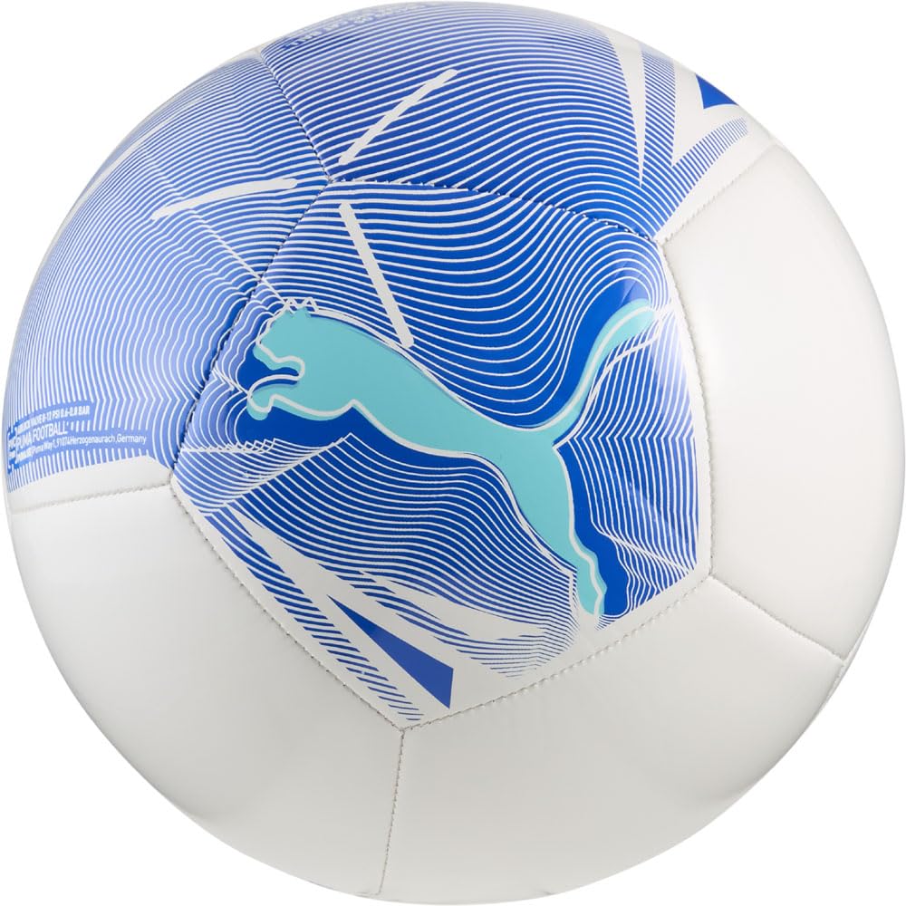 PUMA Unisex Big Cat Soccer Ball, White-Ultra Blue-Team Aqua AH25, 4