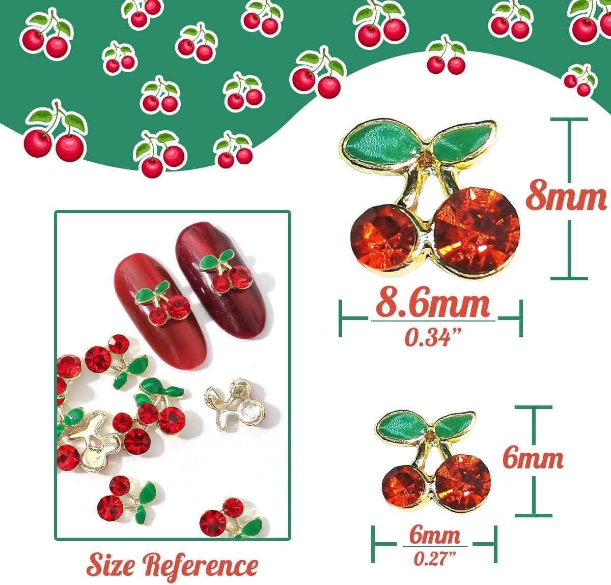 qiipii 42 Pcs 3D Cherry Nail Charms Heart Planet Star Lips Valentines Day Charms for Nails Kawaii Nail Rhinestones Gems Studs Cute Shiny Diamonds Beauty & Personal Care qiipii