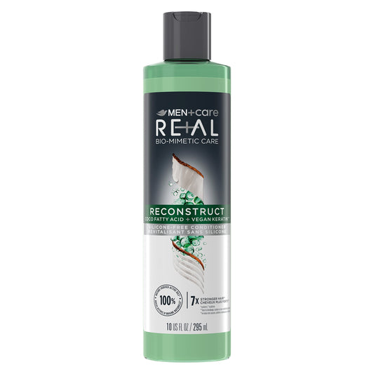 DOVE MEN + CARE Real Bio-Mimetic Care Conditioner For Damaged Hair Reconstruct Silicone-Free Conditioner With Coco Fatty Acid + Vegan Keratin 10oz