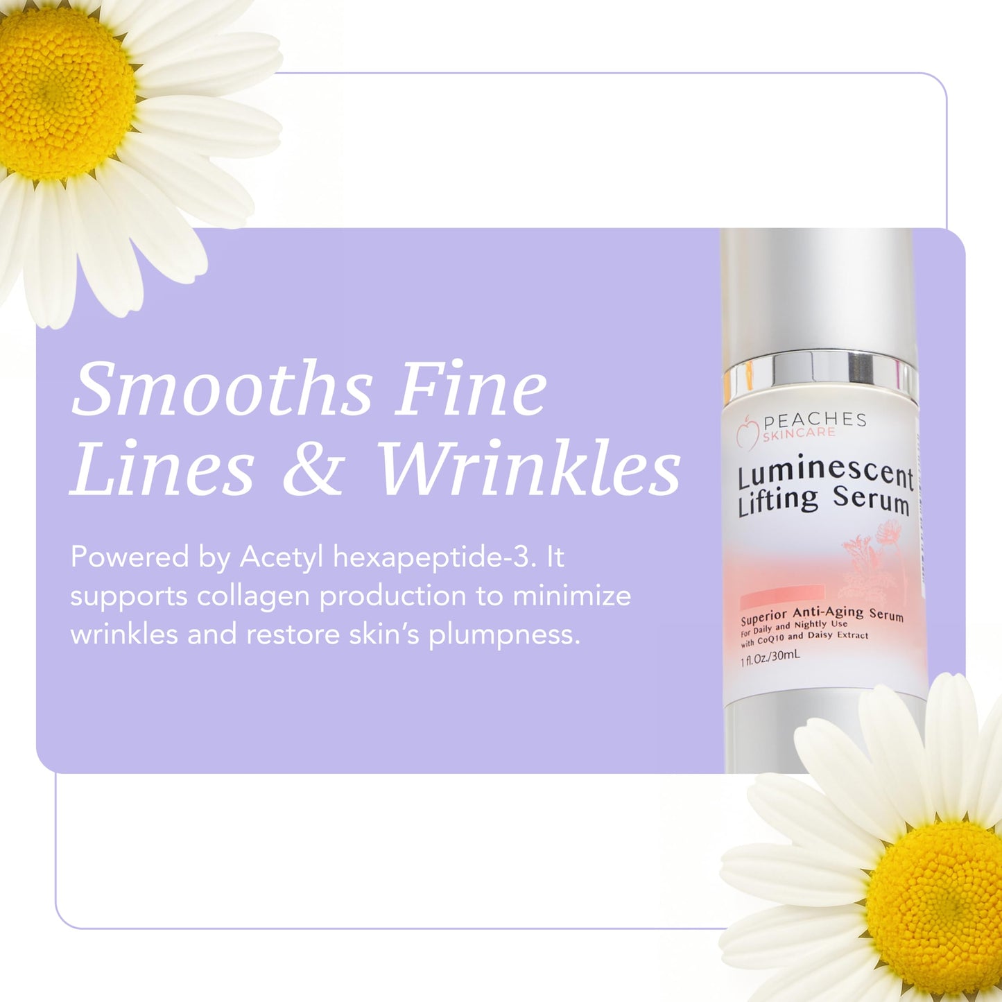 Peaches Skin Care Luminescent Lifting Serum - Hyaluronic Acid Formula with Peptides, Vitamin C and CoQ10 - Face Tightening and Lifting for Firmer Beauty & Personal Care Peaches Skin Care