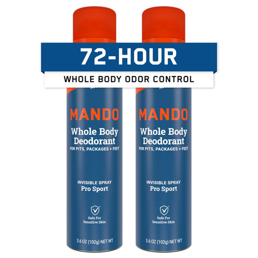 Mando Whole Body Deodorant For Men - Invisible Spray Deodorant - 72 Hour Odor Control - Low Irritation Formula - Aluminum Free, Benzene Free - 2 pack Beauty and Personal Care Mando