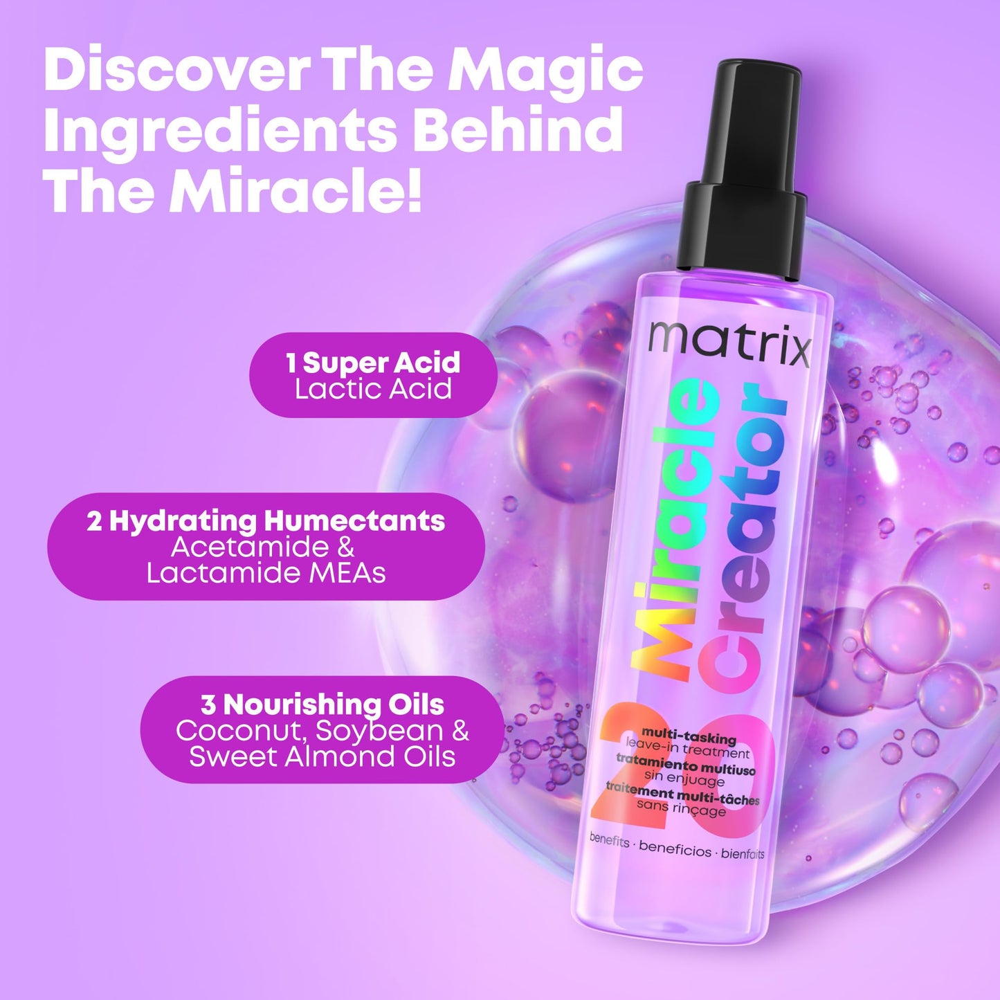 Matrix Miracle Creator Leave-In Conditioner - Anti-Frizz, Heat Protection, Moisturizing & Detangling, For All Hair Types, 20 Benefits Beauty & Personal Care MATRIX