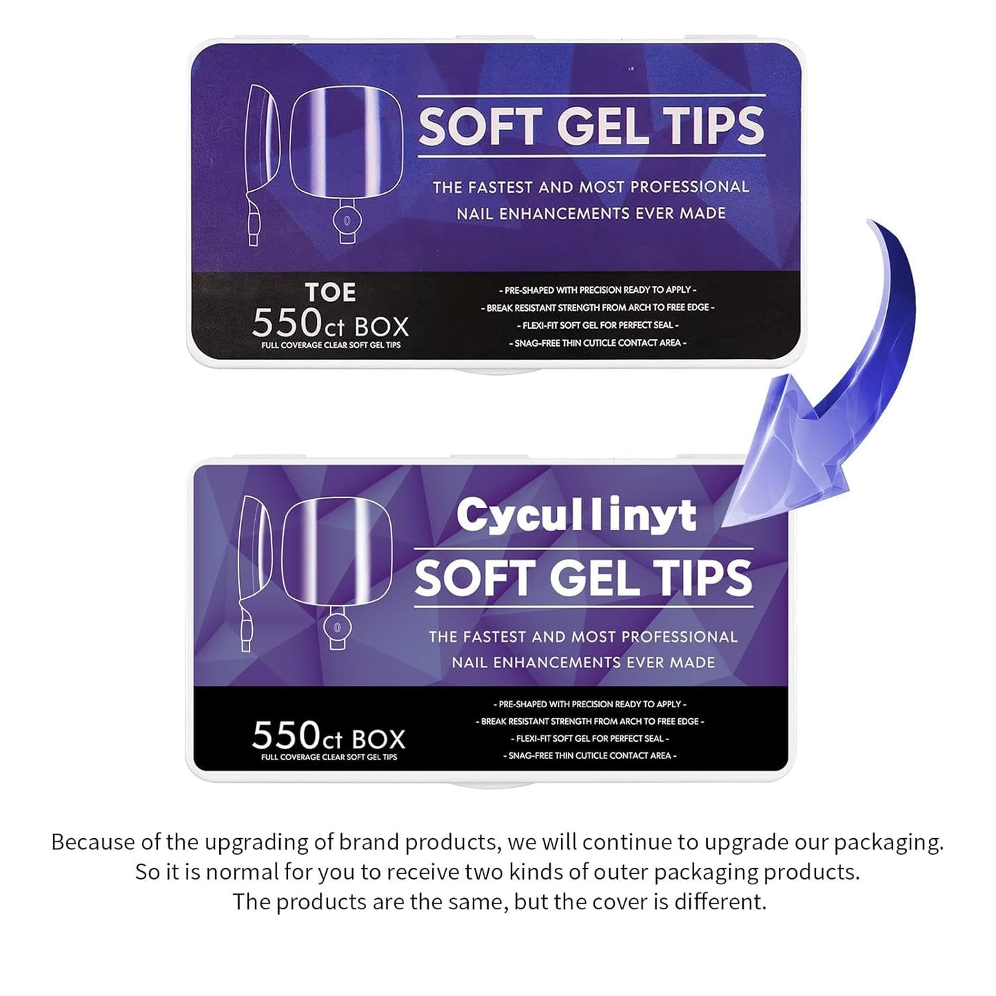 Cycullinyt 550pcs Square Soft Gel Toe Nail Tips, 11 Sizes Square Toenails Full Cover Acrylic Press on False Nail Tips No Trace for Beginners