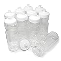 Rolling Sands 24 Ounce BPA-Free Clear with White Plastic Water Bottles, Set of 10, Made in USA