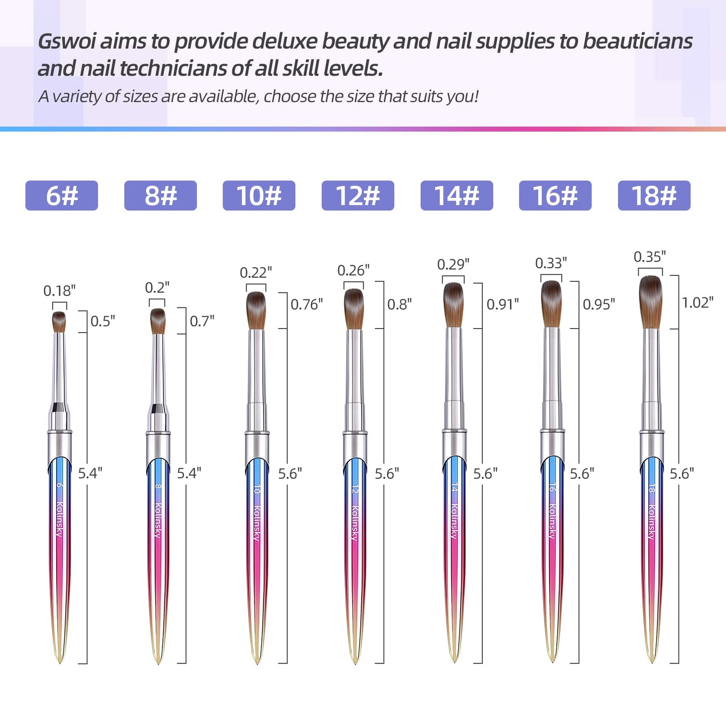100% Kolinsky Acrylic Nail Brush,3D Pure Handmade Round Shape Size 12 Nail Brushes for Acrylic Application, Professional Nail Art Brush Manicure