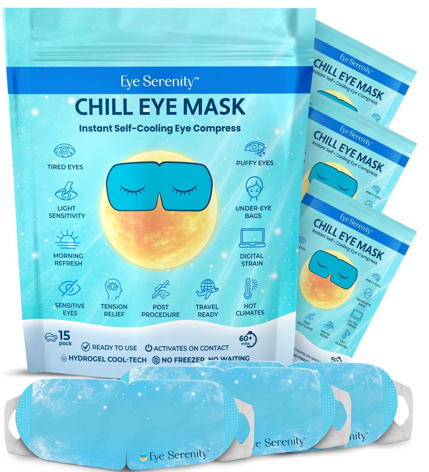 LURE Eye Serenity CHILL Self Cooling Eye Mask for Sleeping, Cooling Eye Patches for Dark Circles and Puffy Eyes, Cold Compress, Spa Relaxation Beauty and Personal Care LURE Default Title