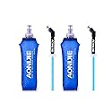 AONIJIE TPU Soft Folding Water Bottles Collapsible Flask for Hydration Pack for Running Hiking Cycling Climbing Pack of 2 (500ml with Straw -Pack…