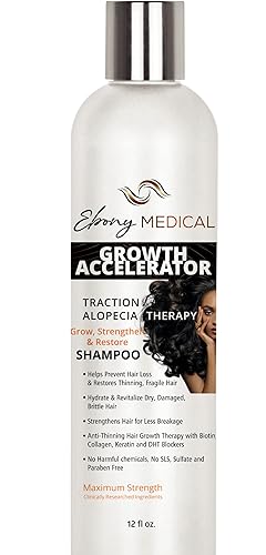 Ebony Medical Hair Support Shampoo - Thinning Hair & Patchy Hair Solution - Strengthens Strands, Scalp Health & Volume - Natural, Vegan, Sulfate-Free