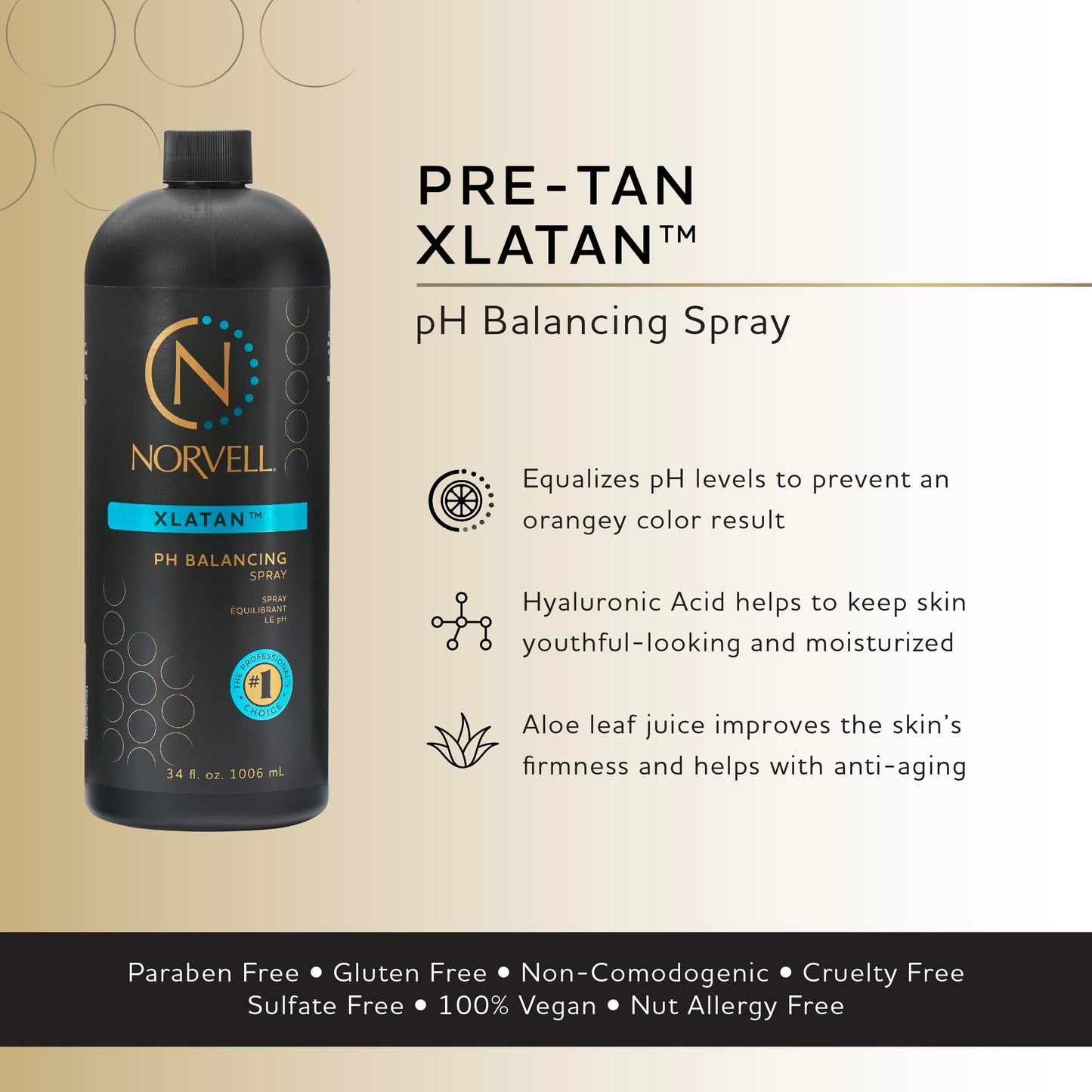 Norvell Pre Spray Tan XLATAN pH Balancing Spray 34 fl.oz. - Professional Sunless Tanning Skin Prep Formula for Even, Natural Looking Color, Improves Beauty & Personal Care Norvell