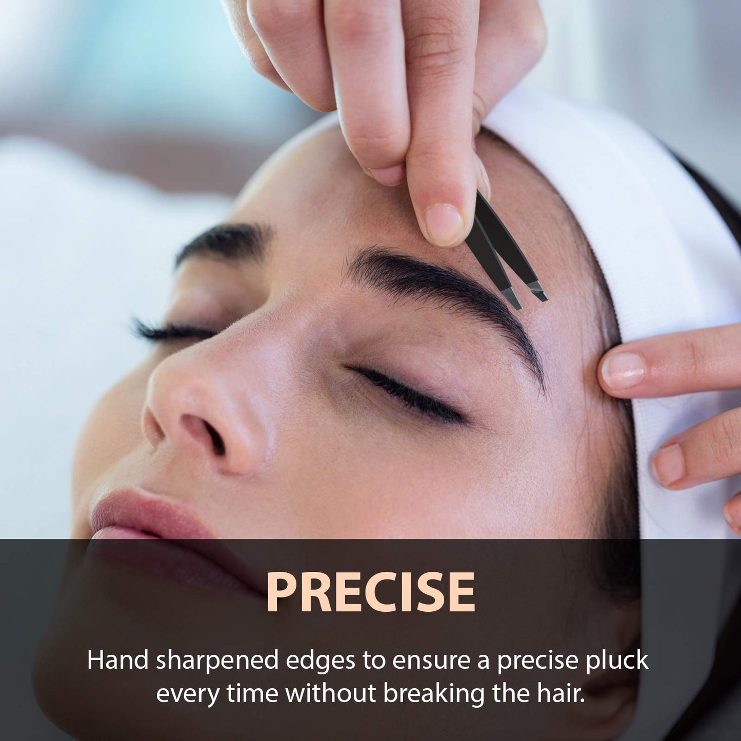 Tweezees Precision Black Stainless Steel Tweezers | Professional Slant Tip & Splinter Tip Tweezer For Eyebrows | Extra Sharp Hair Removal Tool |