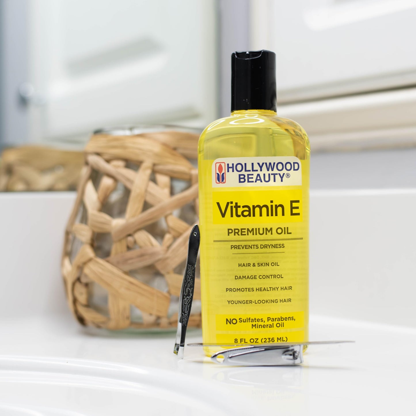 Hollywood Beauty Vitamin E Hair & Skin Oil, 8 oz - Prevents Dryness, Stimulates Healthy Hair Growth, Repairs Damaged Skin, Anti-Aging