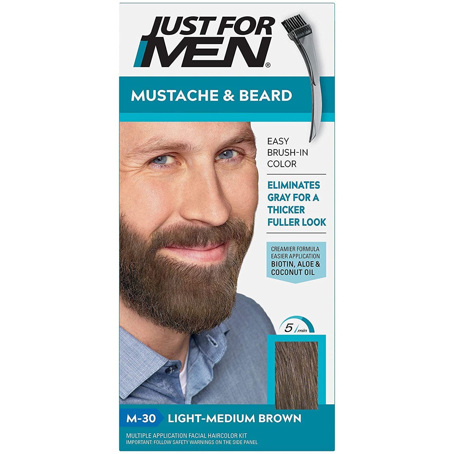 Just For Men Color Gel Mustache & Beard M-30 Light-Medium Brown 1 Each (Pack Of 5)