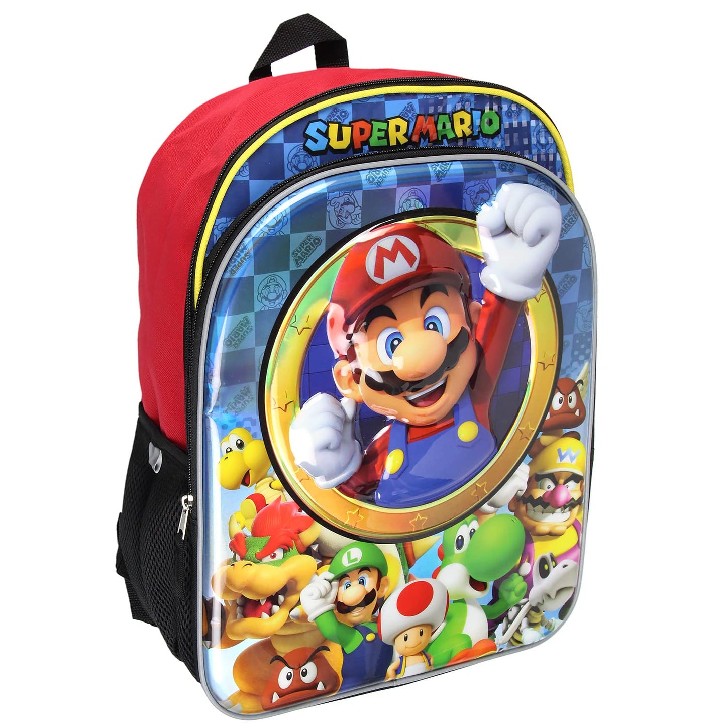 Bioworld Nintendo Super Mario Bros All Over Character Molded Iridescent 16" Backpack