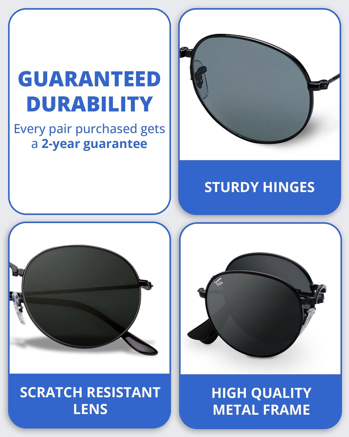 Round Folding Sunglasses Polarized, UV400, UVA, UVB Protection for Men Women, Folding Sunglasses Leather Case
