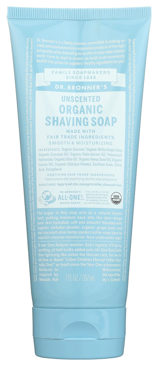 Dr. Bronner's Magic Organic Shaving Soap Gel Unscented 7 fl oz