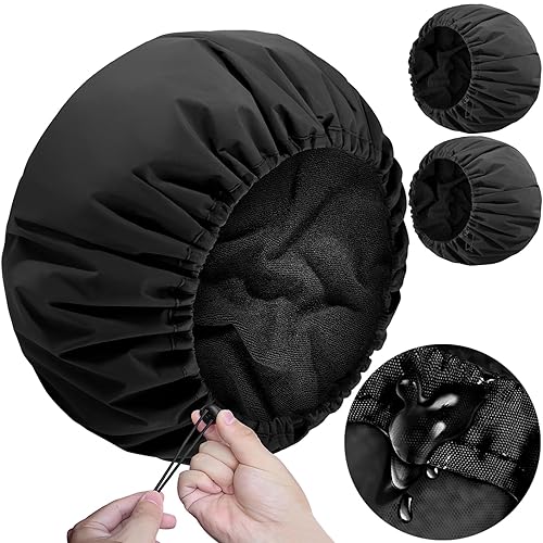 Sheomern 2 Pcs 13.5" Dual Waterproof Adjustable Terry Lined Shower Cap for Women Men, Large Shower Caps Reusable EVA Double Layer Bath Cap for Braids