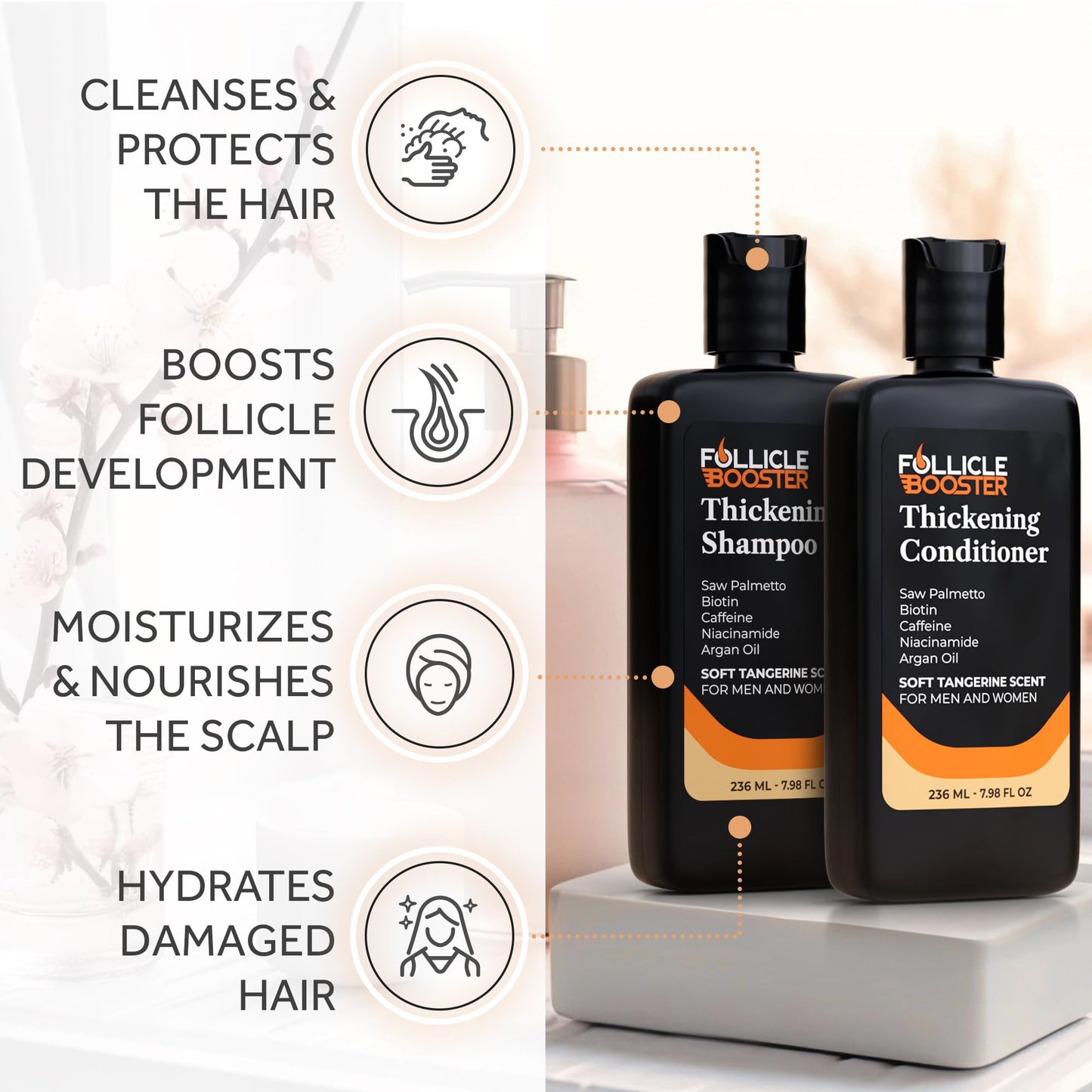 Biotin Hair Growth Shampoo and Conditioner Set for Men and Women - Thickening Treatment for Thinning Hair - Natural and Vegan DHT Blocker for Hair
