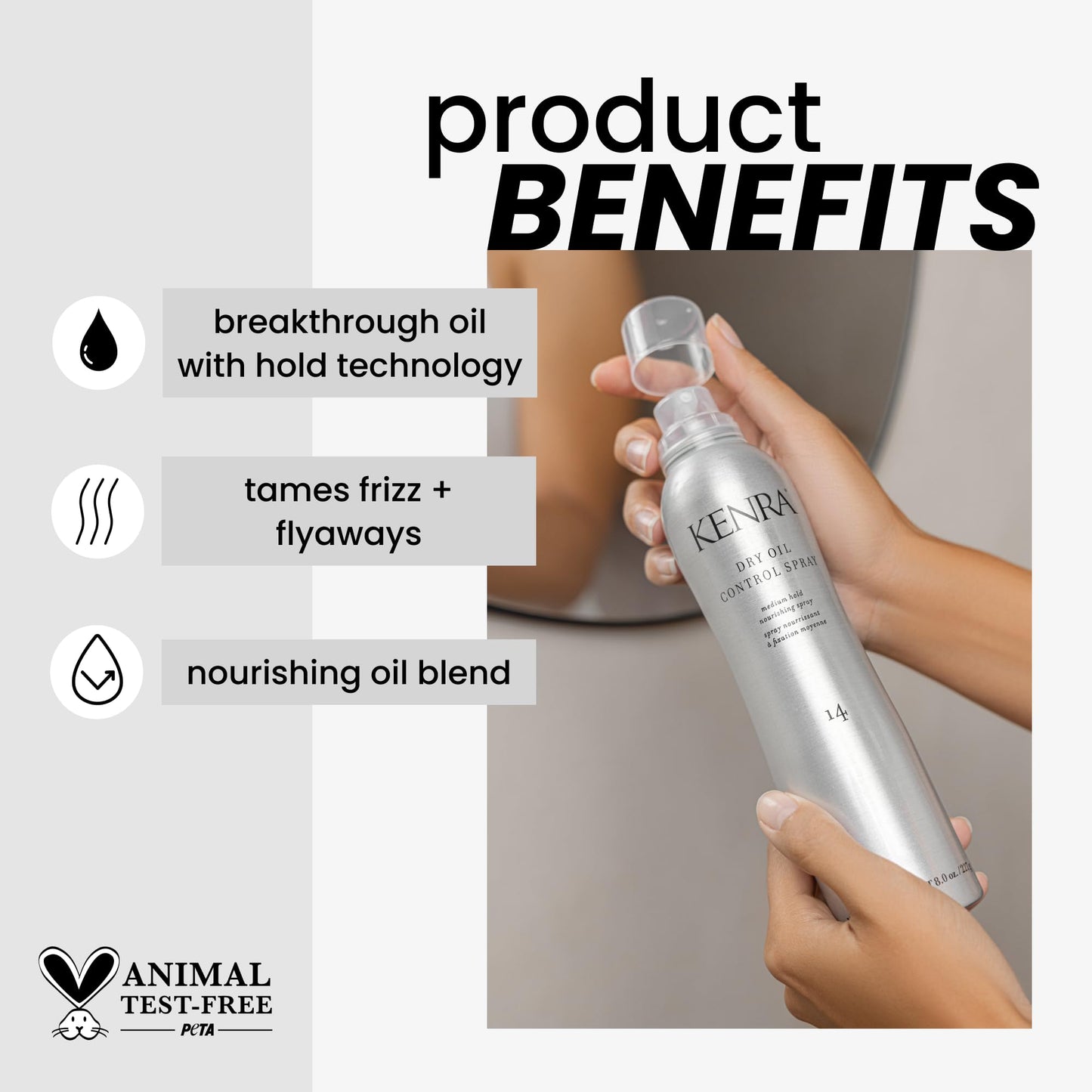 Kenra Professional Dry Oil Control Spray 14 | Medium Hold | Nourishing Spray | Frizz Control Hairspray | All Hair Types | 8 oz