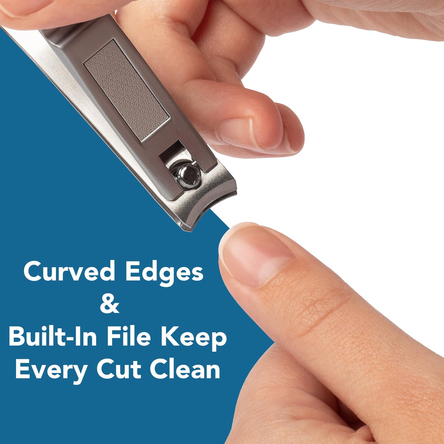 Ultra Sharp Nail Clippers Set - 2 Pack Stainless Steel Fingernail & Toenail Trimmers with Built-in Nail File for Women & Seniors (Silver)