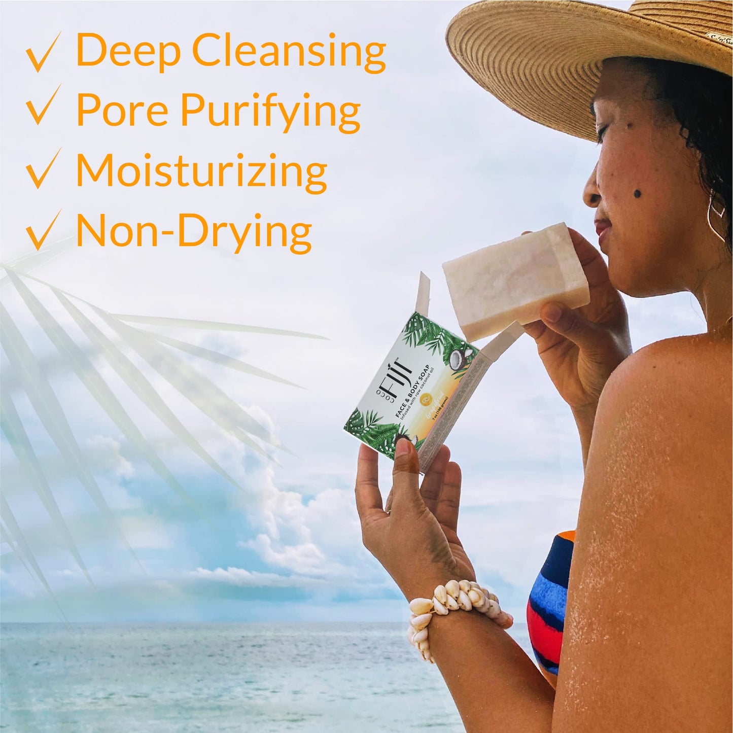 Coco Fiji Soap Bar for Face and Body Infused With Organic Coconut Oil, Grapefruit, Essential Oil, Natural Soap for Moisturizing & Pore Purifying Skin Beauty & Personal Care Organic Fiji