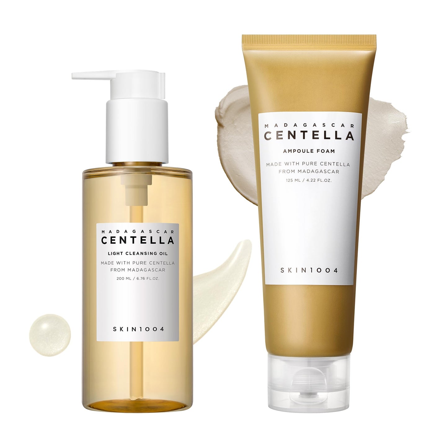 SKIN1004 Centella Double Cleansing Duo, Cleansing Oil 6.76 fl.oz & Ampoule Foam Cleanser 4.23 fl.oz, Korean Gentle Face Cleanser Gift Set, Makeup Beauty and Personal Care SKIN1004