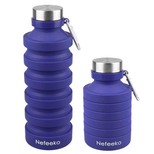 Nefeeko Collapsible Water Bottle, 27oz Reuseable BPA Free Silicone Foldable Water Bottles for Travel Gym Camping Hiking, Portable Leak Proof Sports…