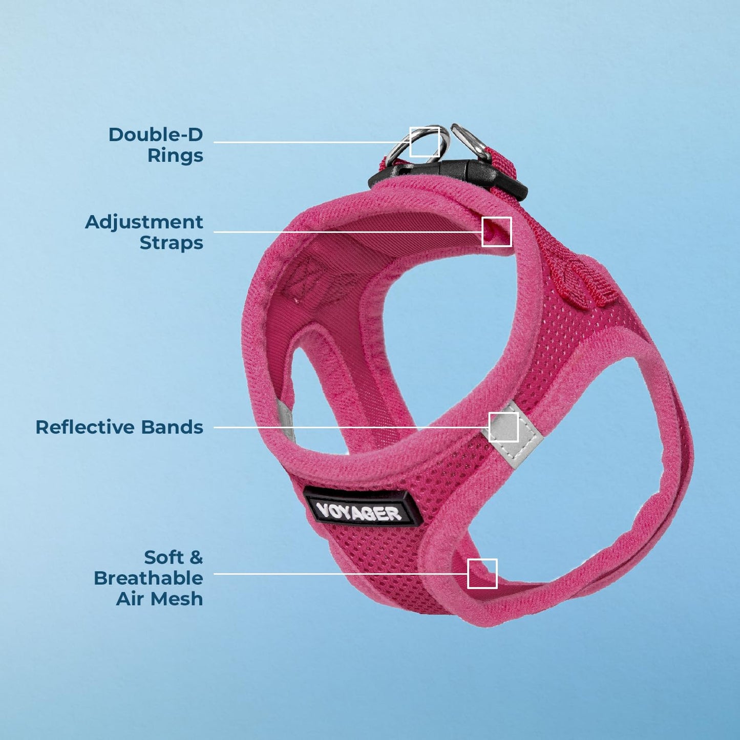 Best Pet Supplies Voyager Step-in Air Dog Harness - All Weather Mesh, Reflective No-Pull for Small/Medium Dogs & Cats - Secure Buckle, D-Rings - Fuchsia S
