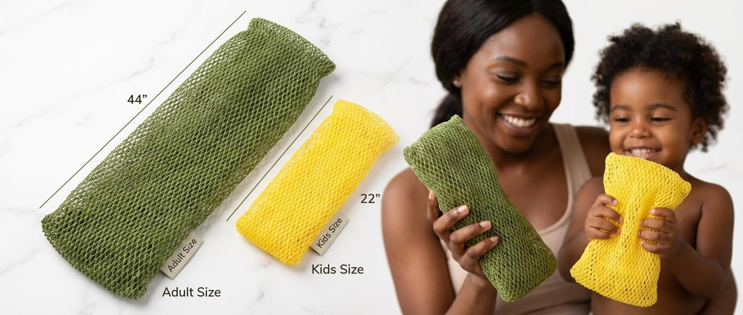 Shower Scrubber for Body African exfoliating net with 22 Colors Available Made for Both Men and Women as a Hygiene Essential (Blue) Beauty and Personal Care AFRICANA BEAUTY