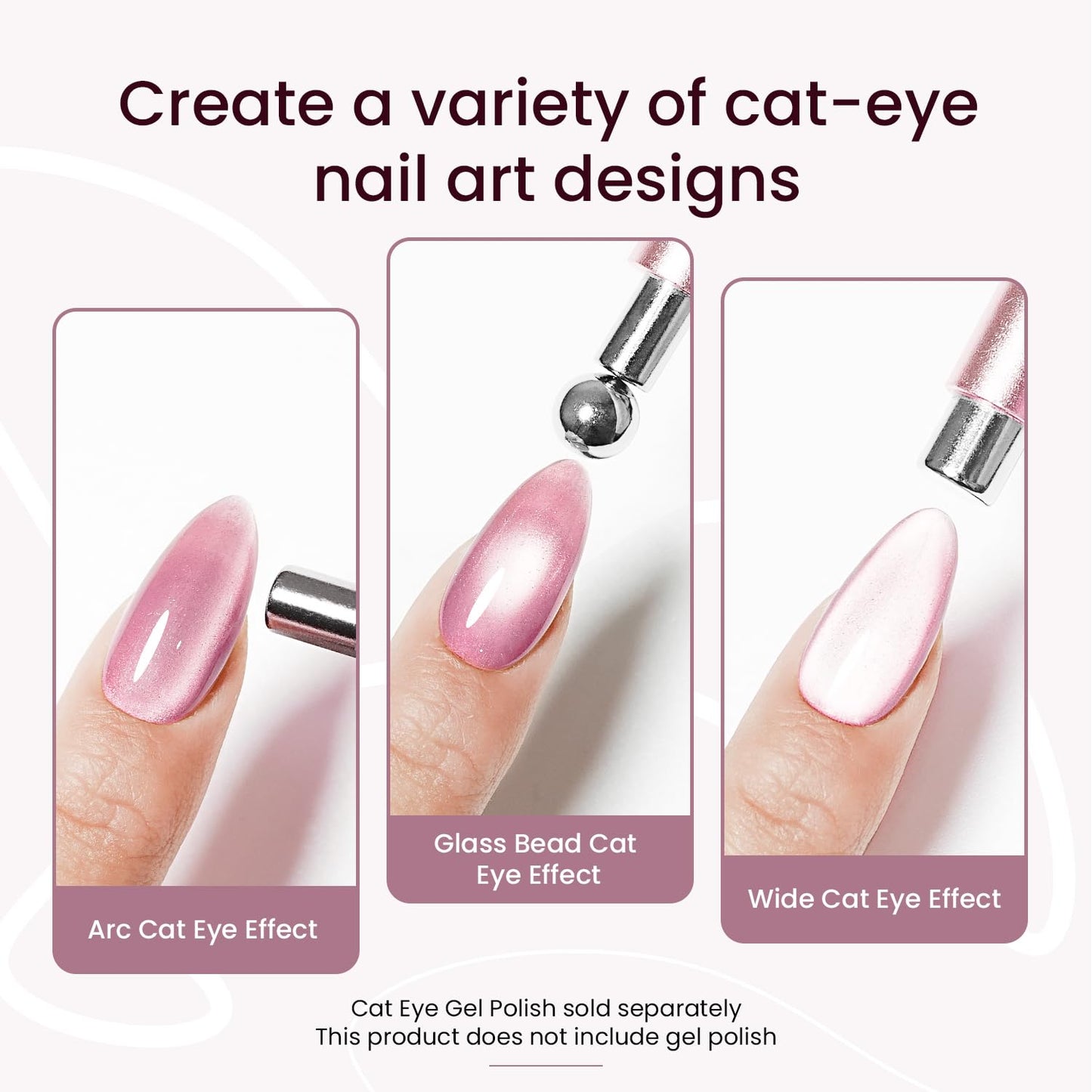 JODSONE 3-in-1 Cat Eye Magnet Nail Art Tool,Pink Gold Cylindrical & Round Ball Nail Magnet Pens, Multi-Effect Magnets for Cat Eye Gel Polish DIY at Beauty and Personal Care JODSONE