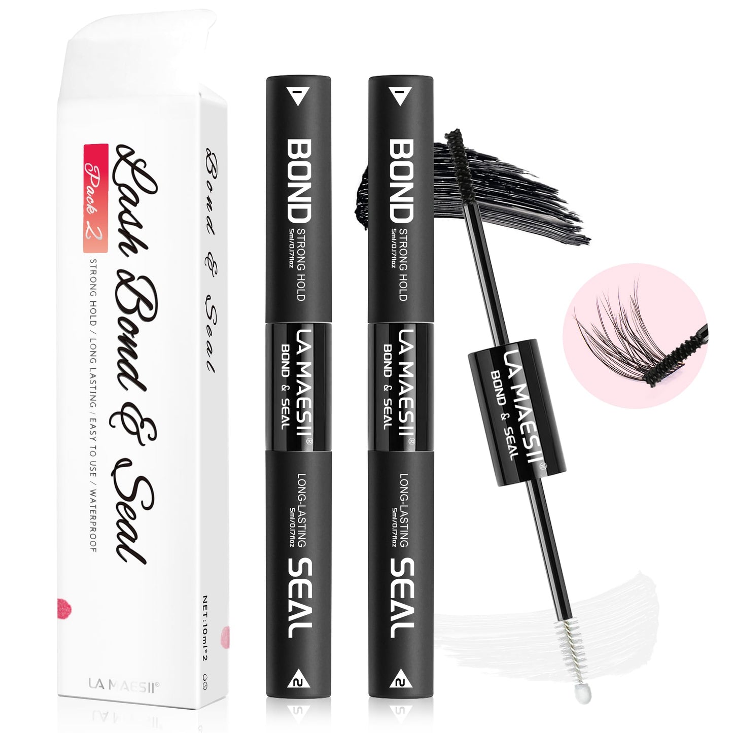 Lash Bond and Seal Waterproof Lash Remover Lash Cluster Glue for Eyelash Clusters DIY Lash Extension Kit at Home Pack 2 Beauty and Personal Care La Maesii Default Title