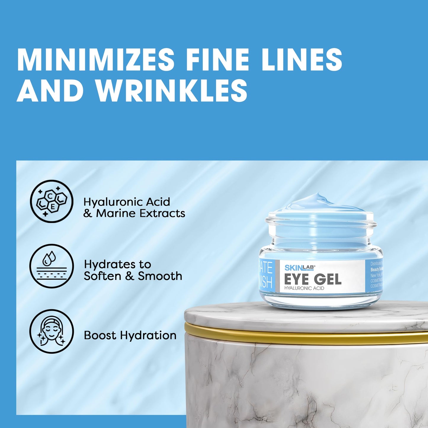 SKIN LAB Hydrate & Replenish Eye Cream - Hydrating Eye Gel Cream with Hyaluronic Acid & Marine Extracts, Moisturizes & Revitalizes Under Eyes, 0.5 oz