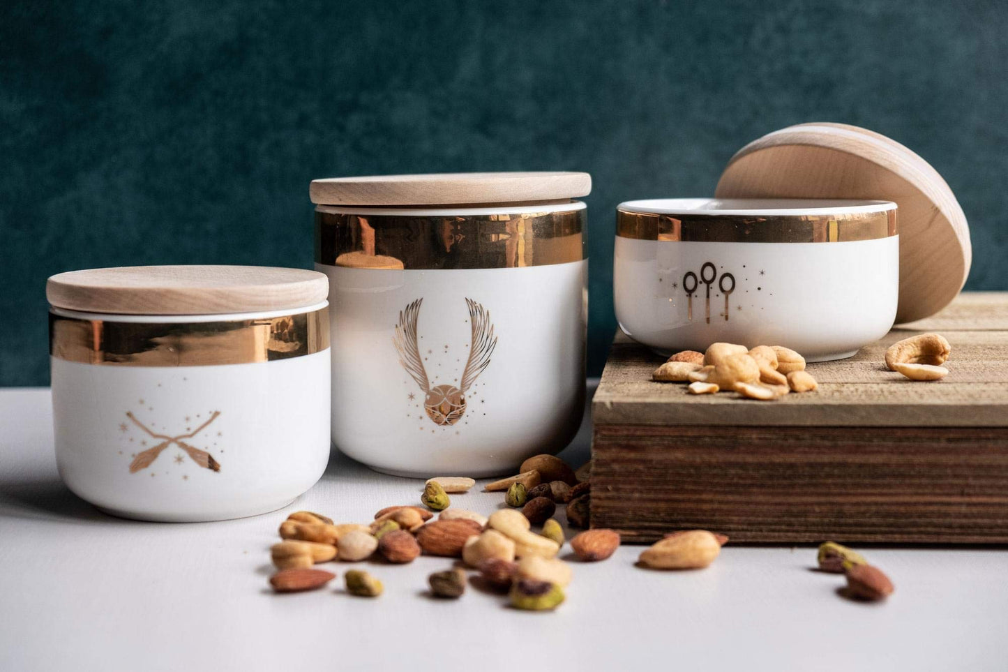 Ukonic Harry Potter Quidditch Ceramic Storage Jars 3-Pack | Food Storage For Cookies, Candy, Spice | Flour and Sugar Containers With Lids | Kitchen…