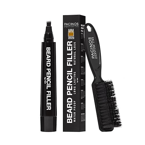 Pacinos Beard Pencil Filler - Water Proof, Long Lasting Coverage & Natural Finish - Beard, Moustache & Eyebrows - Micro-Fork Tip for Seamless