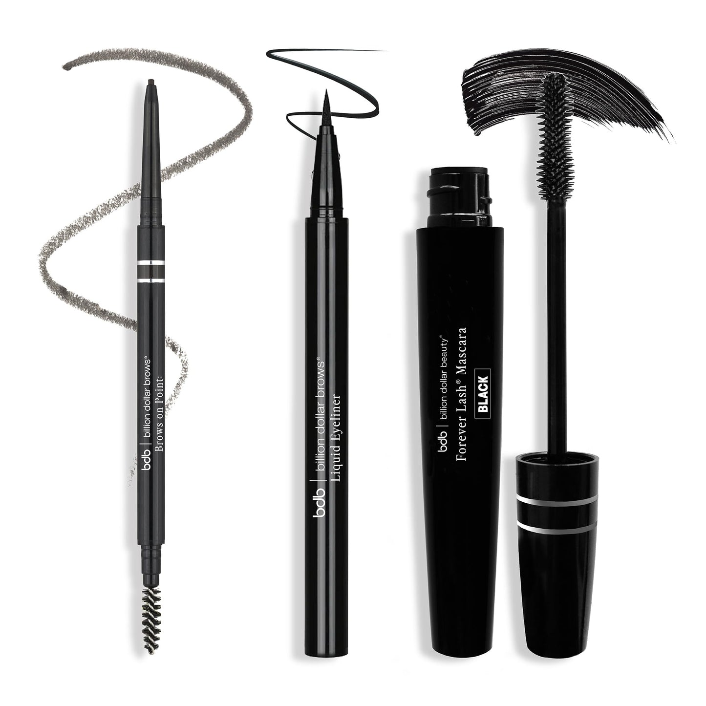 bdb Universal Eyebrow Kit - Eyebrow Pencil, Liquid Eyeliner & Mascara, Long-Lasting, Waterproof, Raven Black