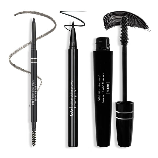 bdb Universal Eyebrow Kit - Eyebrow Pencil, Liquid Eyeliner & Mascara, Long-Lasting, Waterproof, Raven Black