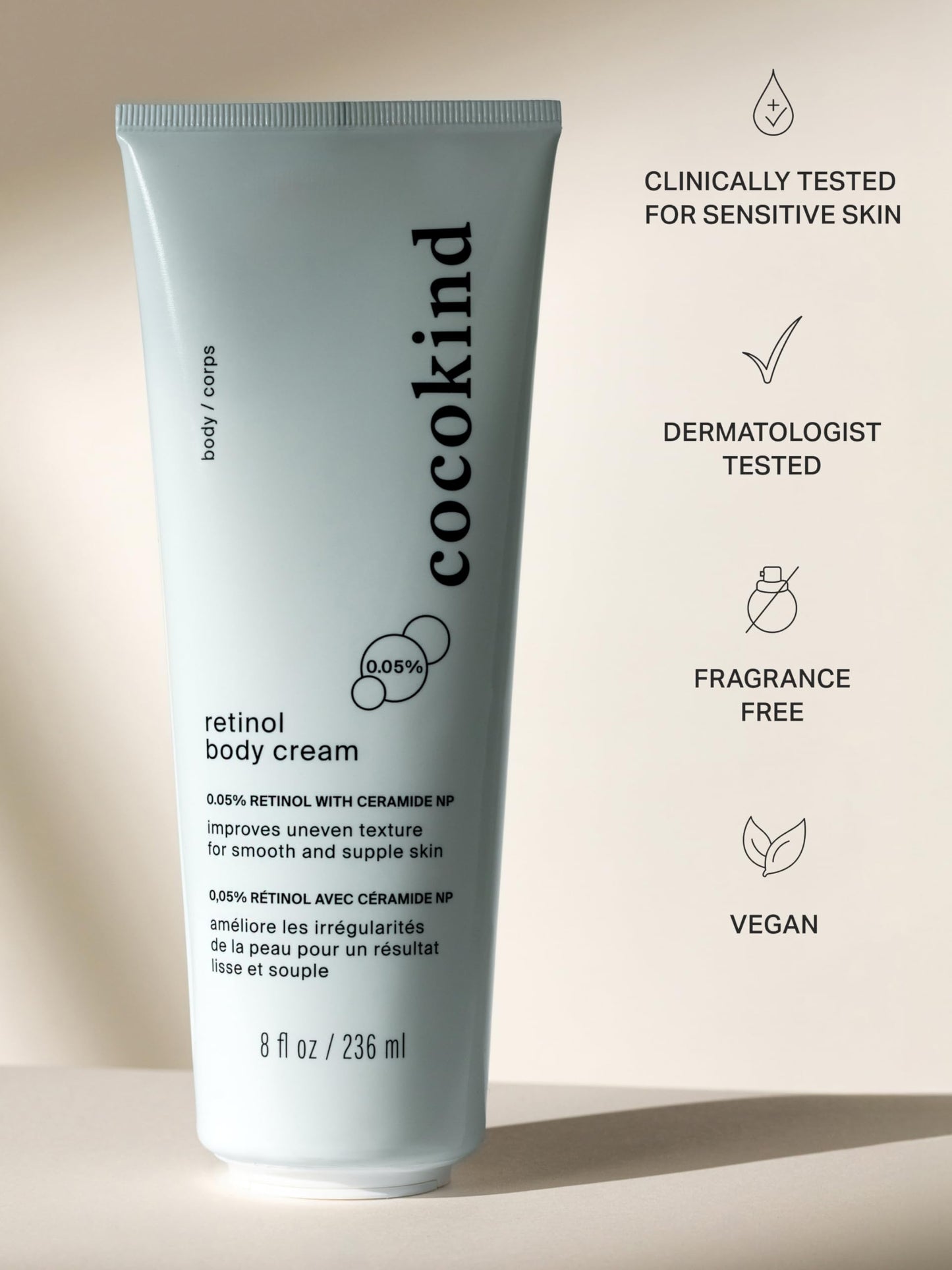 Cocokind Retinol Body Cream, Youthful Body Skin Treatment for all Skin Types, Fragrance Free, Cruelty Free, Vegan, 8 fl oz