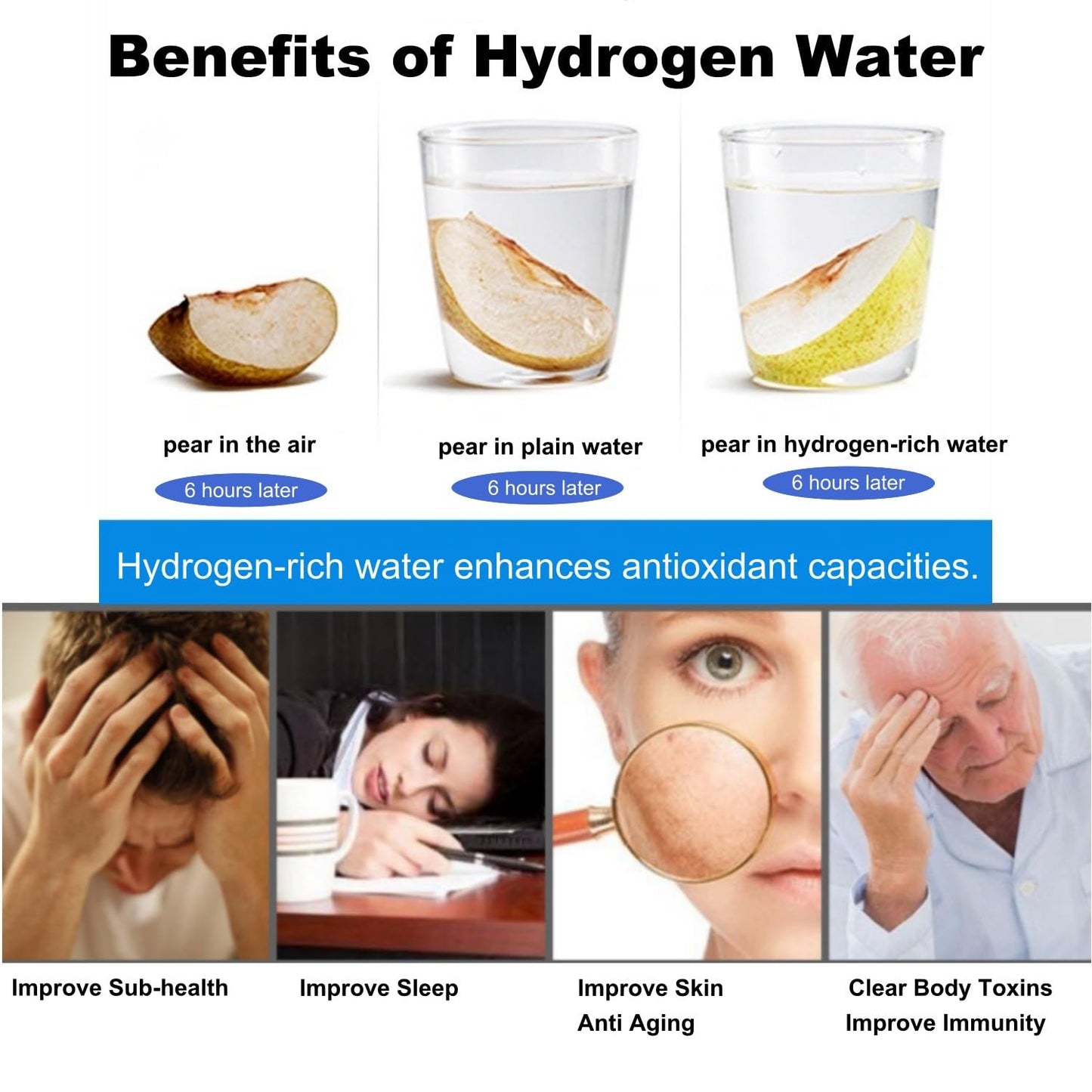Hydrogen Water Bottle, Hydrogen Water Bottle Generator[Rechargeable], Hydrohealth Hydrogen Water Machine Bottle Water Ionizer, Water Purifier (Silver)