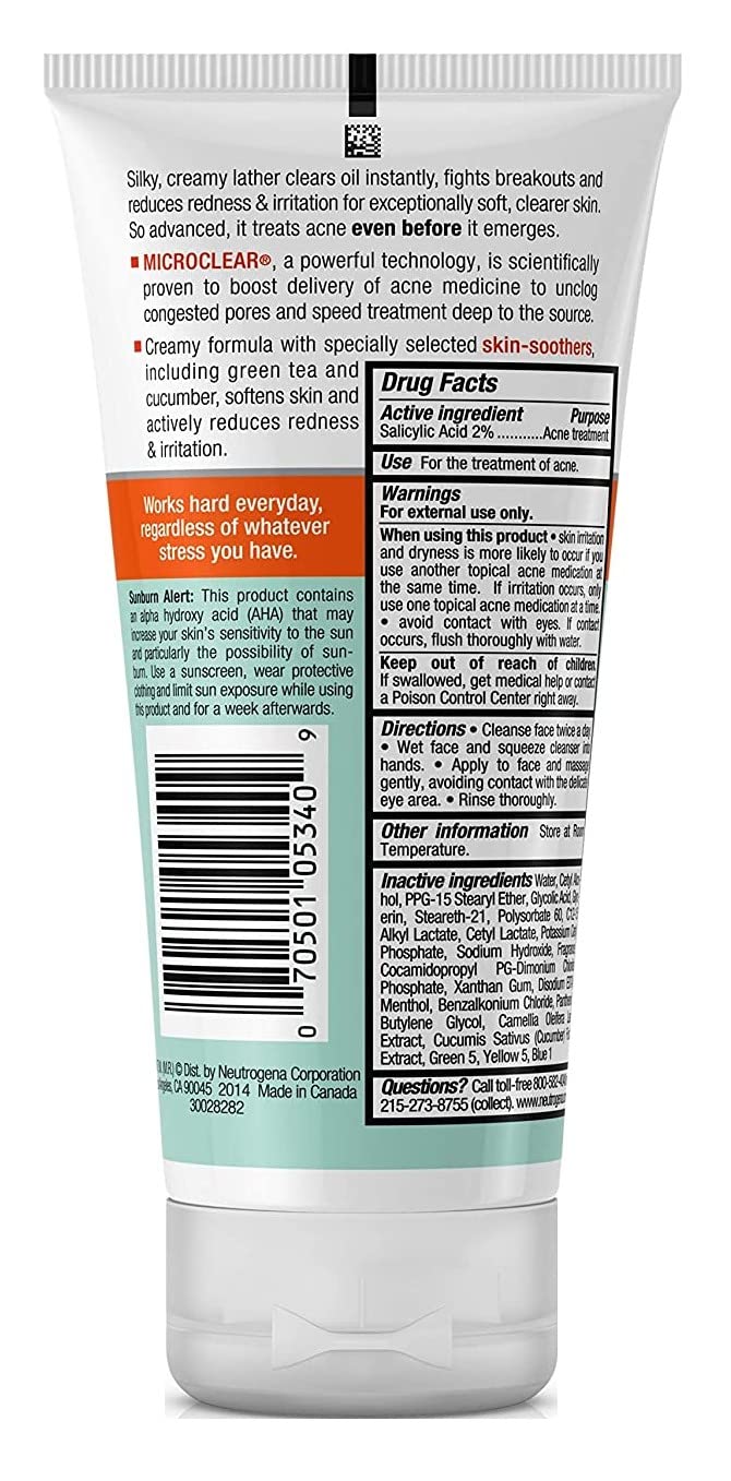 Neutrogena Acne Stress Control Power-Cream Wash 6 Ounce Tube (177ml) (Pack of 3)