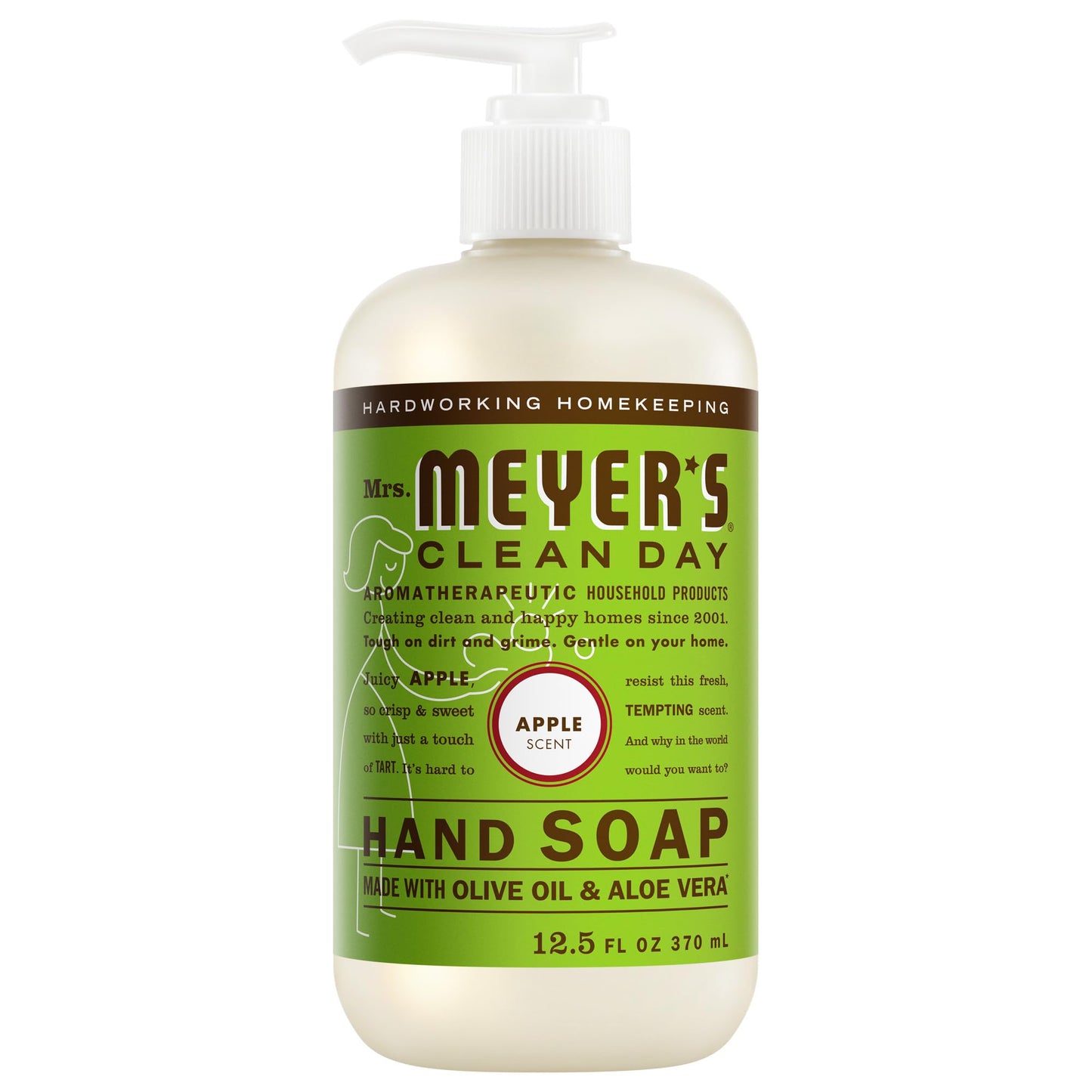 Mrs. Meyer's Clean Day Liquid Hand Soap, Cruelty Free and Biodegradable Formula, Apple Scent, 12.5 oz