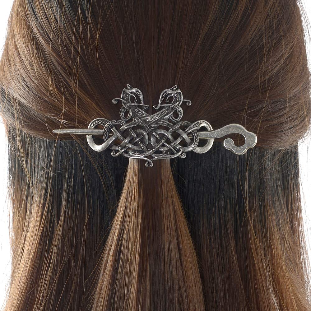 Viking Celtic Hair Clips Hairpins- Viking Hair Accessories Celtic Knot Hair Pins Antique Silver Hair Sticks Irish Hair Decor Accessories for Long Hair
