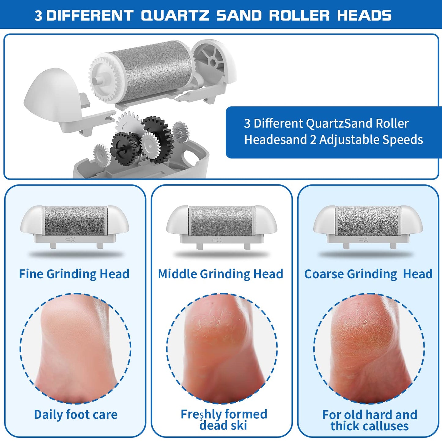 Electric Foot Callus Remover, Rechargeable Portable Electronic Foot File Pedicure Kits, Waterproof Foot Scrubber File, Professional Pedicure Tools
