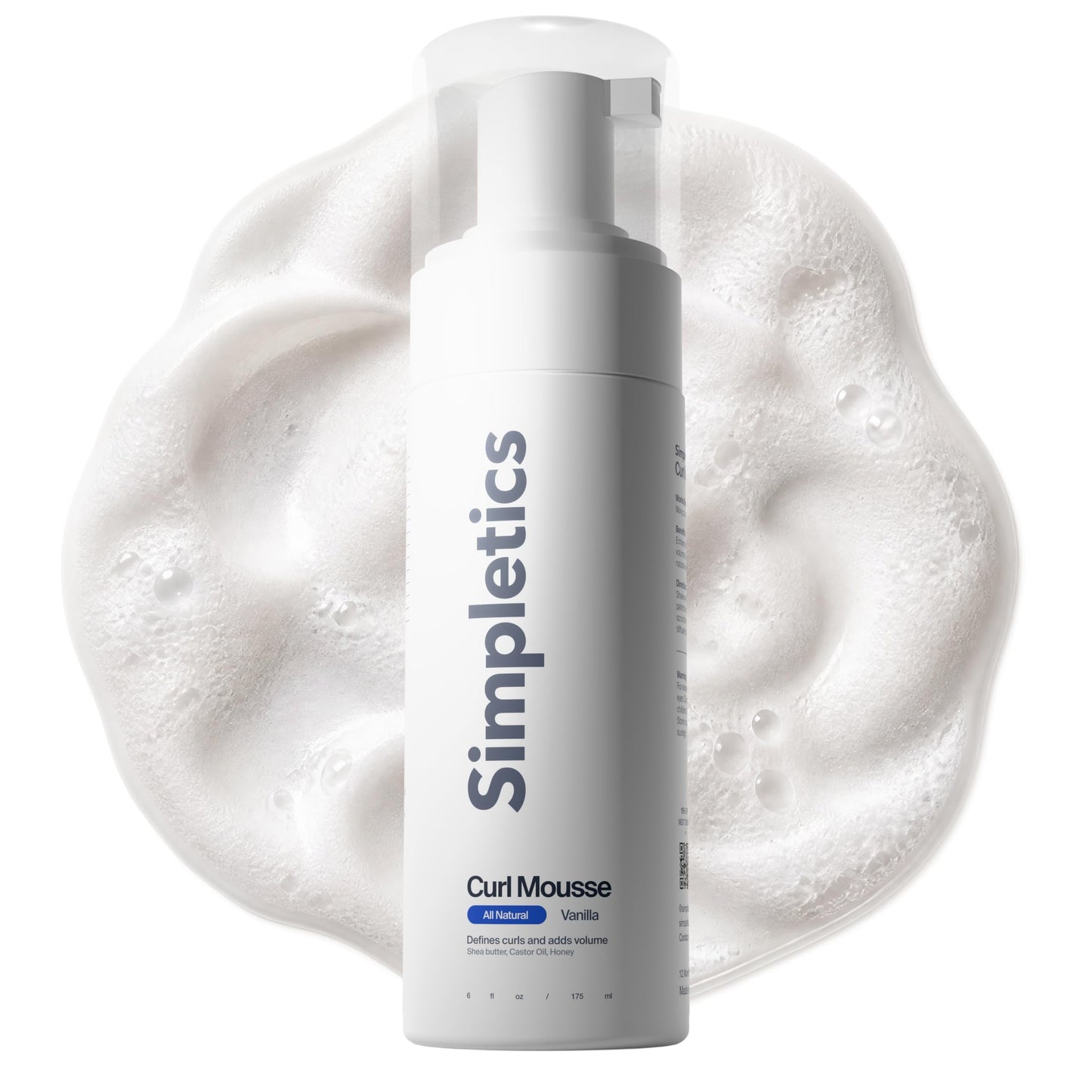 Simpletics Curl Mousse for Curly, Wavy & Coily Hair - Lightweight Curl Defining Foam with Soft Hold, Frizz Control, Volume & Warm Vanilla Scent - No