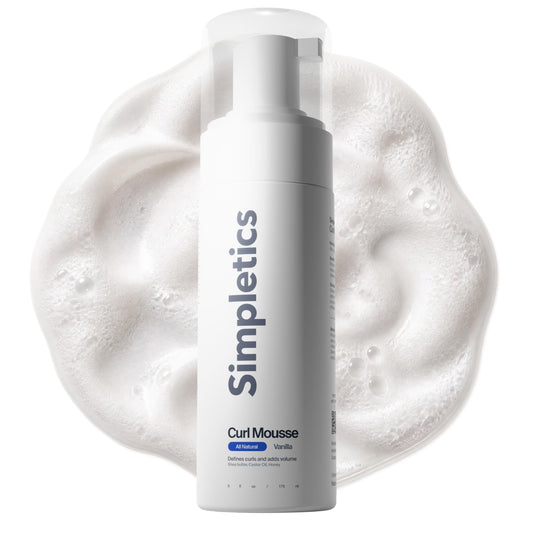 Simpletics Curl Mousse for Curly, Wavy & Coily Hair - Lightweight Curl Defining Foam with Soft Hold, Frizz Control, Volume & Warm Vanilla Scent - No