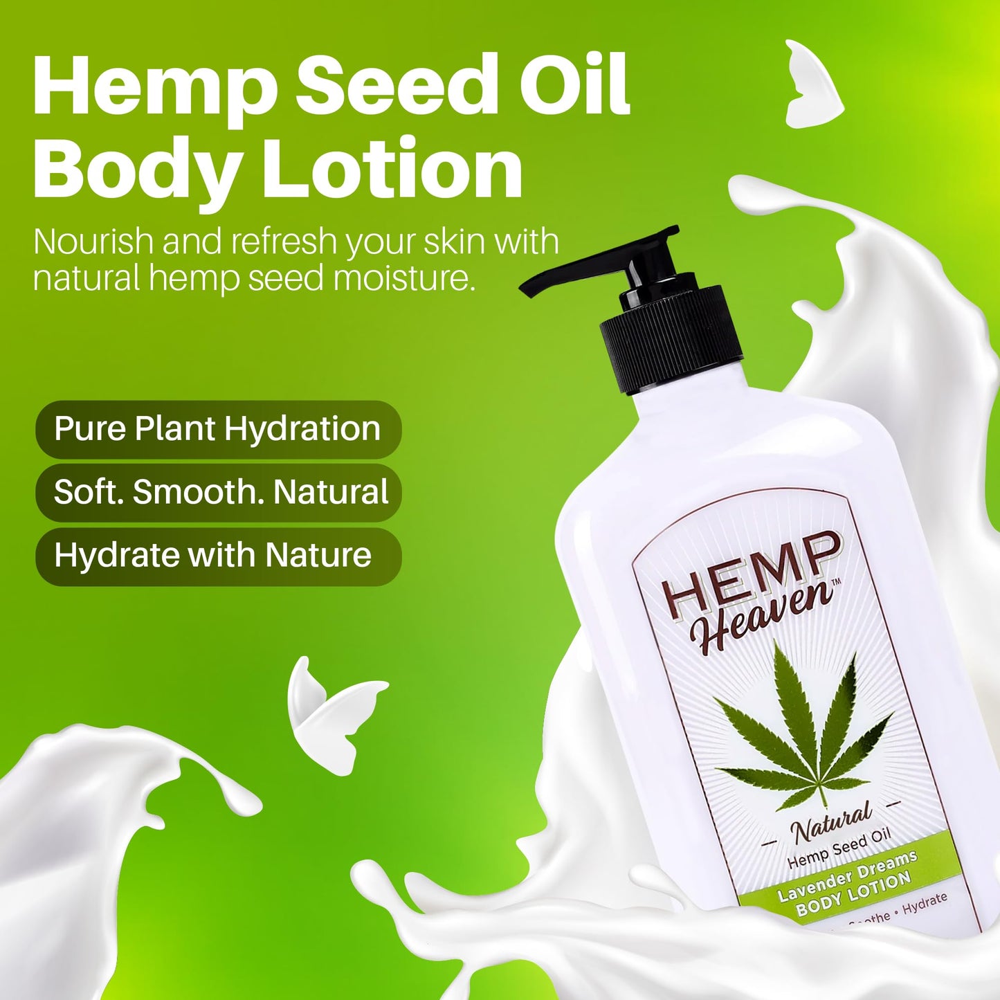 Hemp Heaven Hemp Lotion - Natural Hemp Seed Oil, Paraben-Free, 18 oz, Made in USA, Nourishing for Men & Women, EWG Verified, Anti-Aging (Lavender)
