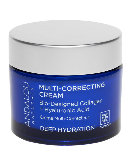 Andalou Naturals Deep Hydration Face Moisturizer Multi-Correcting Cream - Daily Skincare With Hyaluronic Acid, Vegan Collagen, & Fruit Stem Cells